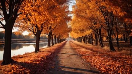 Autumn landscape in the park. Beautiful autumn landscape with colorful tree
