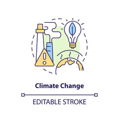 Editable climate change concept, isolated vector, thin line icon representing carbon border adjustment.