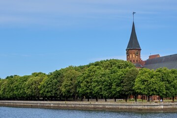 Fototapeta na wymiar Beautiful view Cathedral in Kaliningrad, in Russia for tourists.