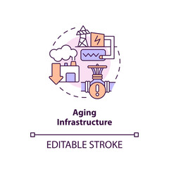 Editable aging infrastructure concept, isolated vector, thin line icon representing carbon border adjustment.
