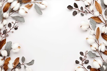 Cotton flowers on a white background