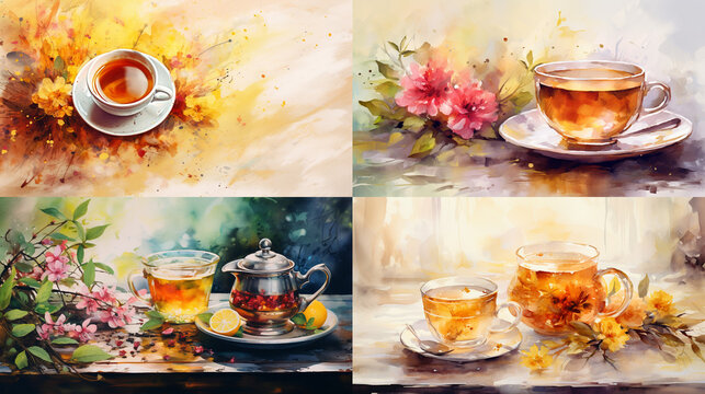 collage of tea and spices