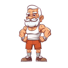 Cute Grandpa Bodybuilder Illustration