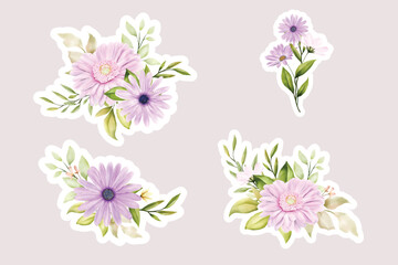 Floral daisy stickers collection elements illustration