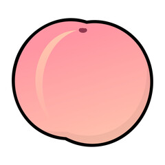 太い線で描かれたカットイラスト / 1個のもも