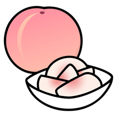 太い線で描かれたカットイラスト / カットしたもも