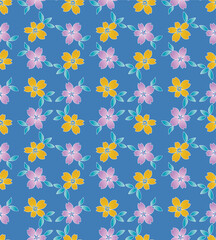 Japanese Sweet Pretty Flower Leaf Vector Seamless Pattern