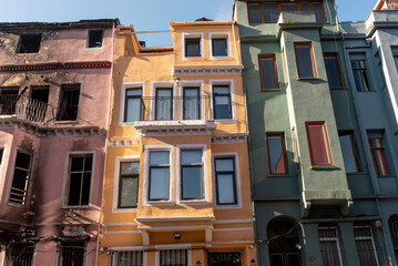 Restoration, renovation and gentrification of the historical homes and houses of the Fener and Balat neighbourhood beside the Golden Horn, Istanbul, Turkey. .