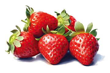 tasty fresh strawberrys isolated illustration Generative AI