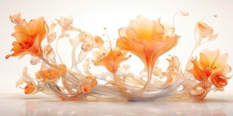 An enchanting underwater scene filled with graceful orange watercolor flowers floating freely  Simple Watercolor Flowers Generative Ai Digital Illustration