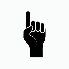 Finger Icon Pointing One. Hand Gesture in Glyph Style - Vector.
