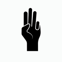 Fototapeta na wymiar Hand Finger Icon. Number Three, Thirth Position Symbol.