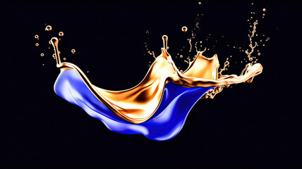 Elegant luxury splash of indigo liquid 3d illustration