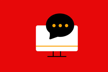 Vector illustration deckstop message in flat style design. Colorful bauhaus  vector icon for  website, mobile app, banner, ui ux, web design, business, marketing, landing, infographics, mockup