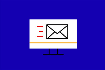 Vector illustration web email  in flat style design. Colorful bauhaus  vector icon for  website, mobile app, banner, ui ux, web design, business, marketing, landing, infographics, mockup