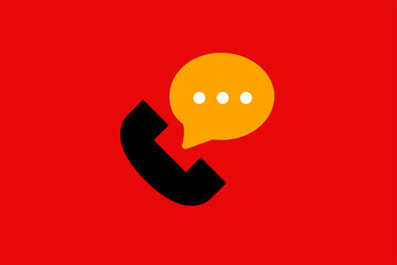 Vector illustration telephone talk  in flat style design. Colorful bauhaus  vector icon for  website, mobile app, banner, ui ux, web design, business, marketing, landing, infographics, mockup