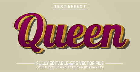 Fototapeta premium Queen text editable style effect