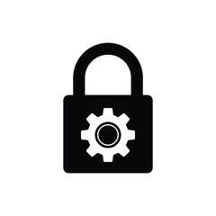 Privacy settings icon. Settings icon with padlock sign. Settings icon and security, protection, privacy symbol. Vector icon