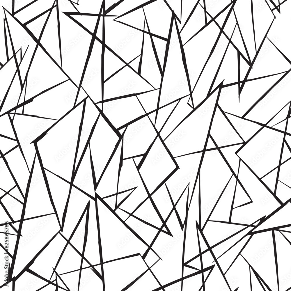 Wall mural geometric art lines pattern. random chaotic lines abstract monochrome vector pattern illustration.
