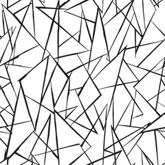 Geometric art lines pattern. Random chaotic lines abstract monochrome vector pattern illustration.