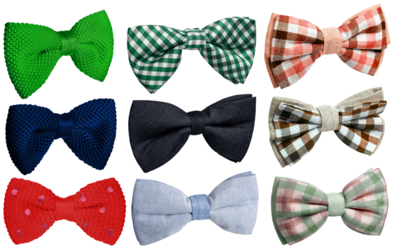 bow tie set isolated on transparent background
