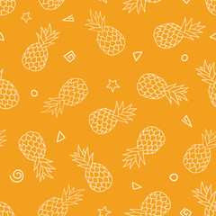Pineapple seamless pattern. Vector repeat pattern illustration background.