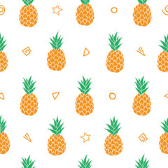 Pineapple seamless pattern. Vector repeat pattern illustration background.