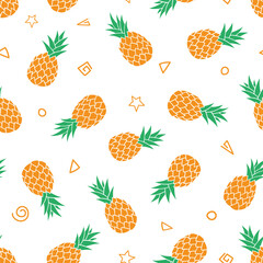 Pineapple seamless pattern. Vector repeat pattern illustration background.