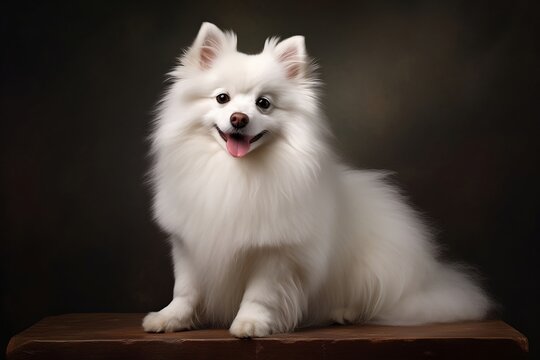 The dog of the Pomeranian breed is white