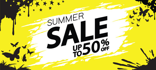 Summer Sale website abstract design theme banner template. Summer Sale tag. Sale promotional material vector illustration.  © leavector