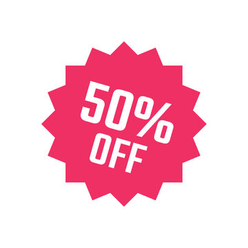 special offer 50 percent, sale label icon, 50 percent off discount