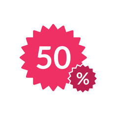 special offer 50 percent, sale label icon, 50 percent off discount