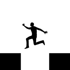 Fototapeta na wymiar Guy jumps over cliff icon isolated on transparent background