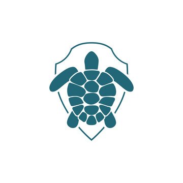 Turtle shield logo icon isolated on transparent background