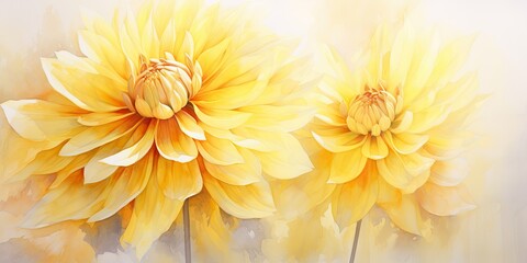  Aquarelle Medley: Colorful Watercolor Flowers Dance Across the Background - Infusing Energy and Vibrancy Yellow Watercolor Flowers Generative Ai Digital Illustration