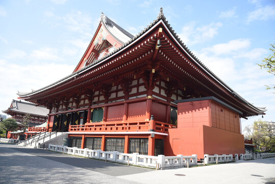 The view of  temple at the Sensoji temple in Asakusa, Tokyo, Japan