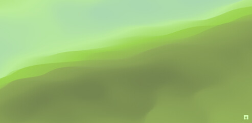 Landscape with green mountains. Mountainous terrain. Abstract nature background. Vector illustration. Design for banner, flyer, poster, cover or brochure.