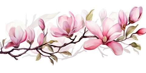Transparent Petals in a White Background with a Beautiful Watercolor Technique  Watercolor Flowers Paintings Generative Ai Digital Illustration