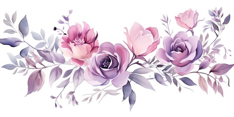 A Captivating Collection of Transparent Ilusianthis Flowers, Delicate Leaves, and Soft Brushes in Blush Pink  Watercolor Flowers Paintings Generative Ai Digital Illustration