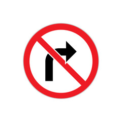 No Turn Right. Sign Post, Turn Prohibition Symbol  - Vector, Sign for Design, Presentation, Website or Apps Elements.