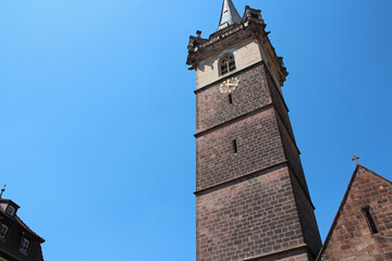 belfry called the chapel tower in obernai in alsace (france)