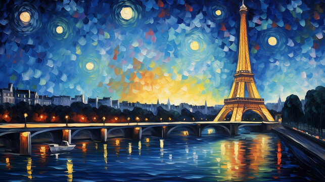 A Starry night in Paris by the eiffle tower
