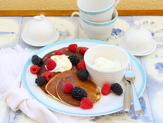 Homemade protein pancakes with skyr