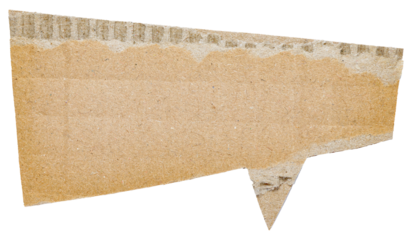 Brown blank cut out paper cardboard speech bubble with copy space for text on transparent or white background, png design element