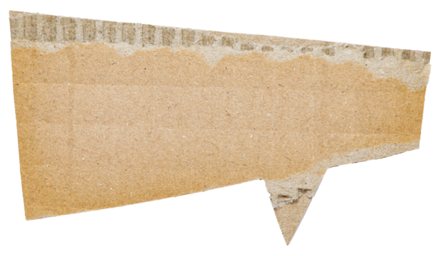 Brown blank cut out paper cardboard speech bubble with copy space for text on transparent or white background, png design element