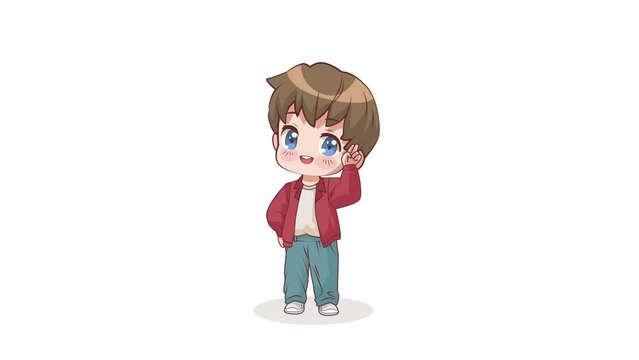 little boy wearing red jacket anime character animation