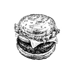 Hand Drawn Illustration of Hamburger
