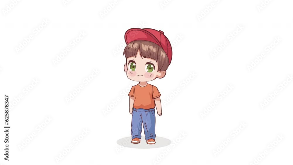 Canvas Prints little boy wearing red cap anime character animation