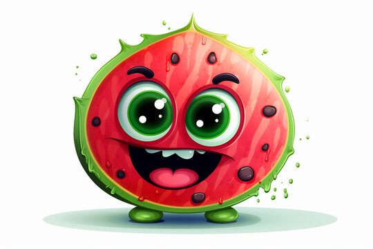 creepy watermelon fruit monster , 3d rendering , generative AI 