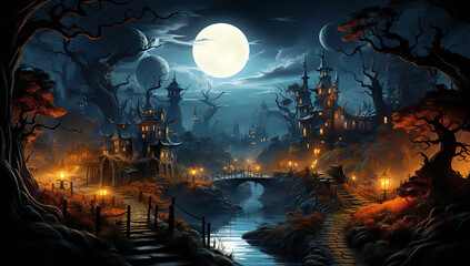 Fototapeta premium Halloween night in the park